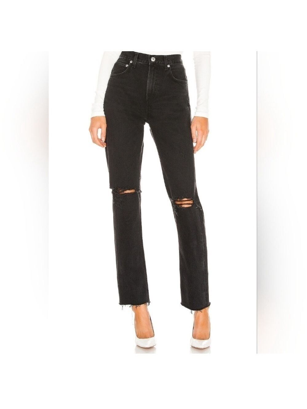 Agolde Cherie High Rise Straight Distressed Jeans in Distortion Sz 26